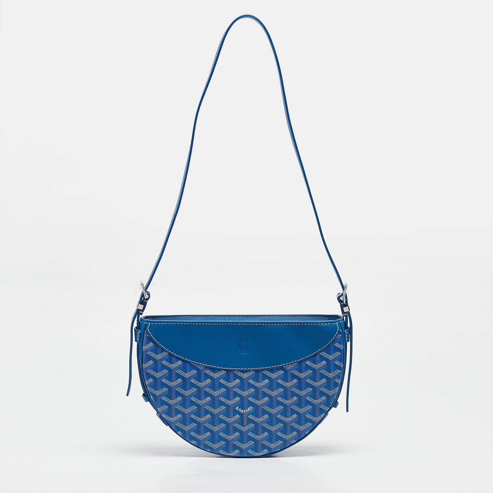 Goyard Blue Goyardine Leather Hirondelle Canvas Shoulder Bag