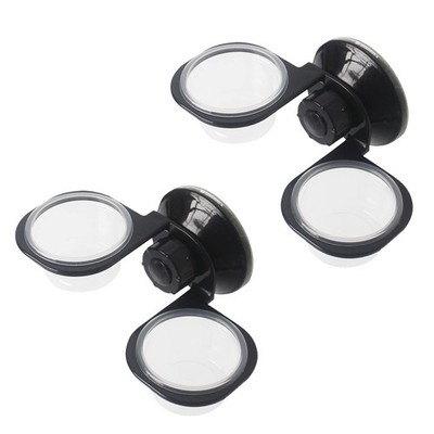2-Pack Black Double Reptile Feeder with Suction Cup, 6 Feeding Cups for Gecko