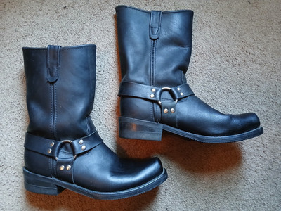 Double-H Boot Co 4008 Barry Harness Motorcycle Boots Mens 12D Black Leather USA