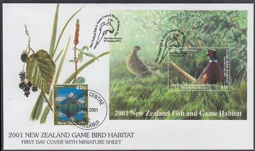 NEW ZEALAND 2001 FISH & GAME HUNTING REVENUE FDC $10 M/S (ID:015/DHC05)