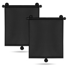 2Pcs Retractable Car Side Sunshade UV Block Suction Cup Window Roller Cover