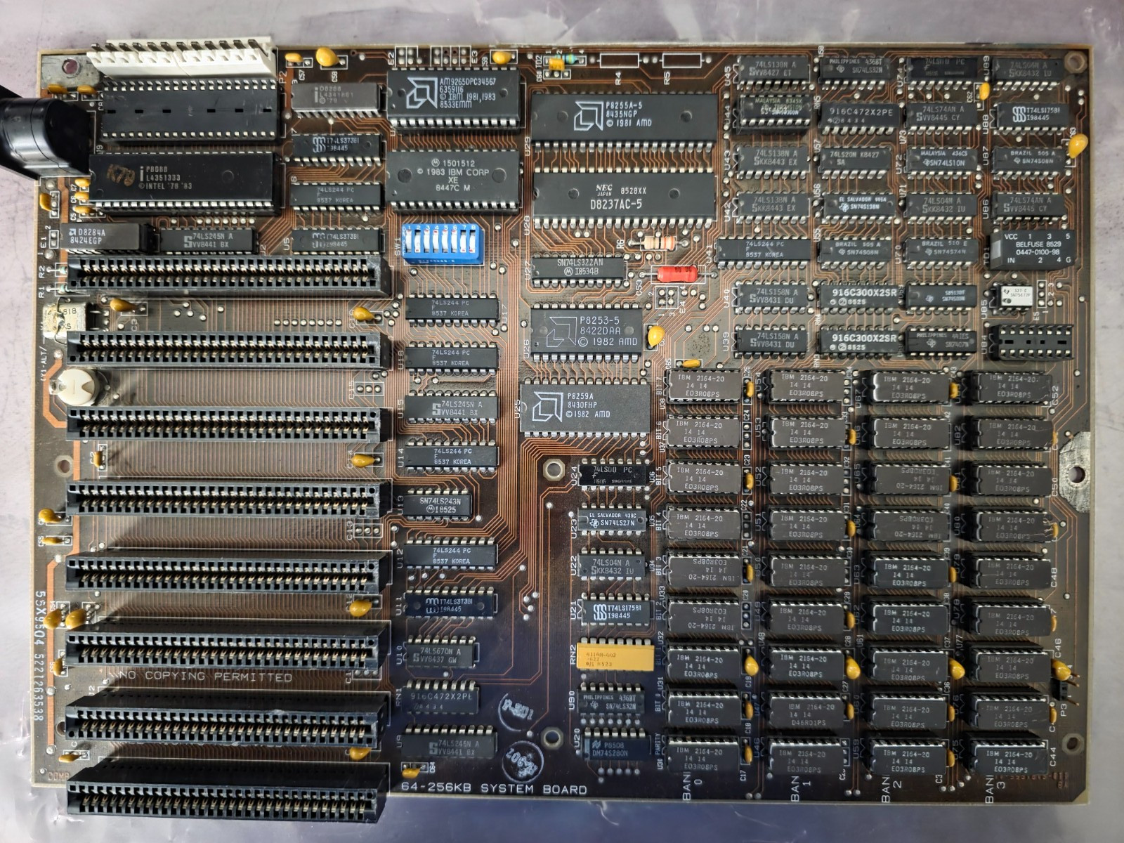 Vintage IBM PC XT 5160 64-256KB System Motherboard FRU 55X9504 - Tested Working