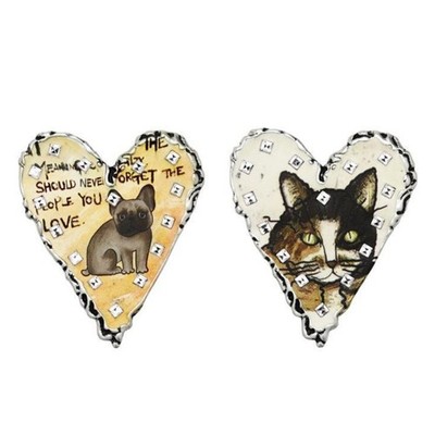Playful Asymmetrical Studs Earrings Cute Cats and Dog Doodles Heart Design
