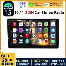 10" 6 128GB Double 2 DIN Car Stereo Radio 8-Core Apple CarPlay Android 15 GPS BT