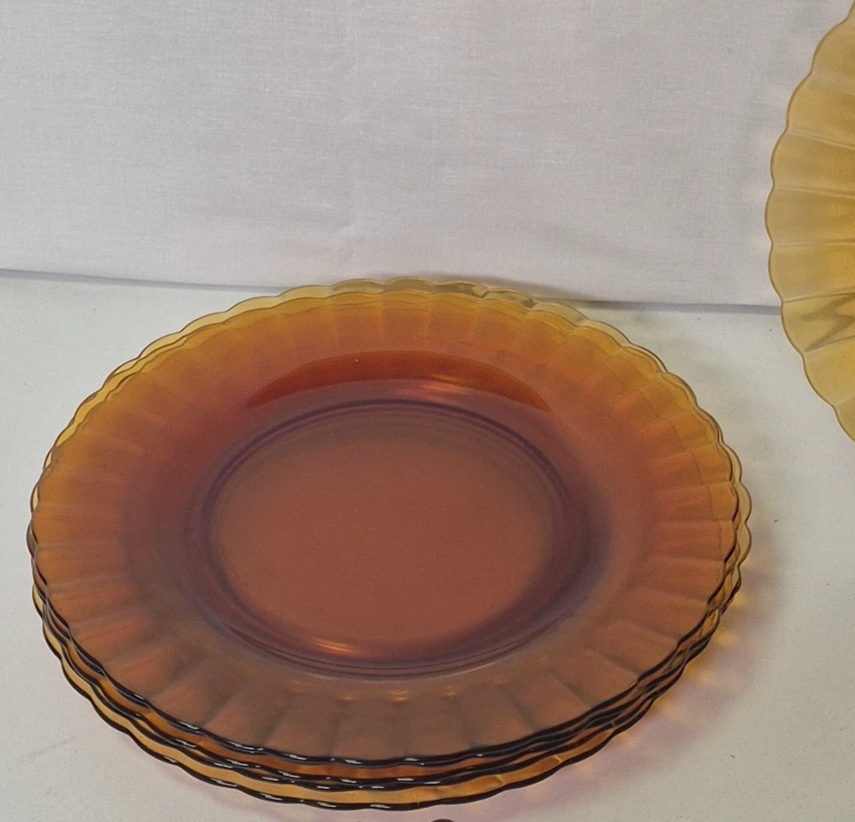 Duralex Picardie Amber Glass Dinner Plates Set of 6 original 26 cm (e) - Image 2 of 4