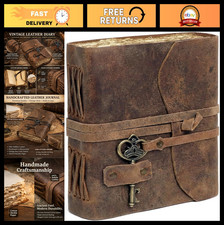 Vintage Leather Journal - Handmade Refillable Notebook, Deckle Edge Paper, Trave