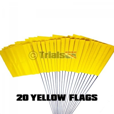 20 x gelbe Motorrad Trials Wettbewerb Abschnitt Flaggen Vinyl Flagge Pin Marker