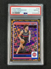 2023-24 Panini NBA Hoops Cade Cunningham #188 Hyper Gold /10 PSA 10 GEM MT POP 1
