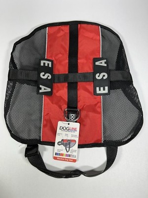 NEW NWT DogLine ESA Service Dog Vest Red Reflective Changeable Patches Large
