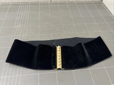 VINTAGE RETRO LADIES FASHION BELT BLACK FAUX PEARLS ELASTICISE