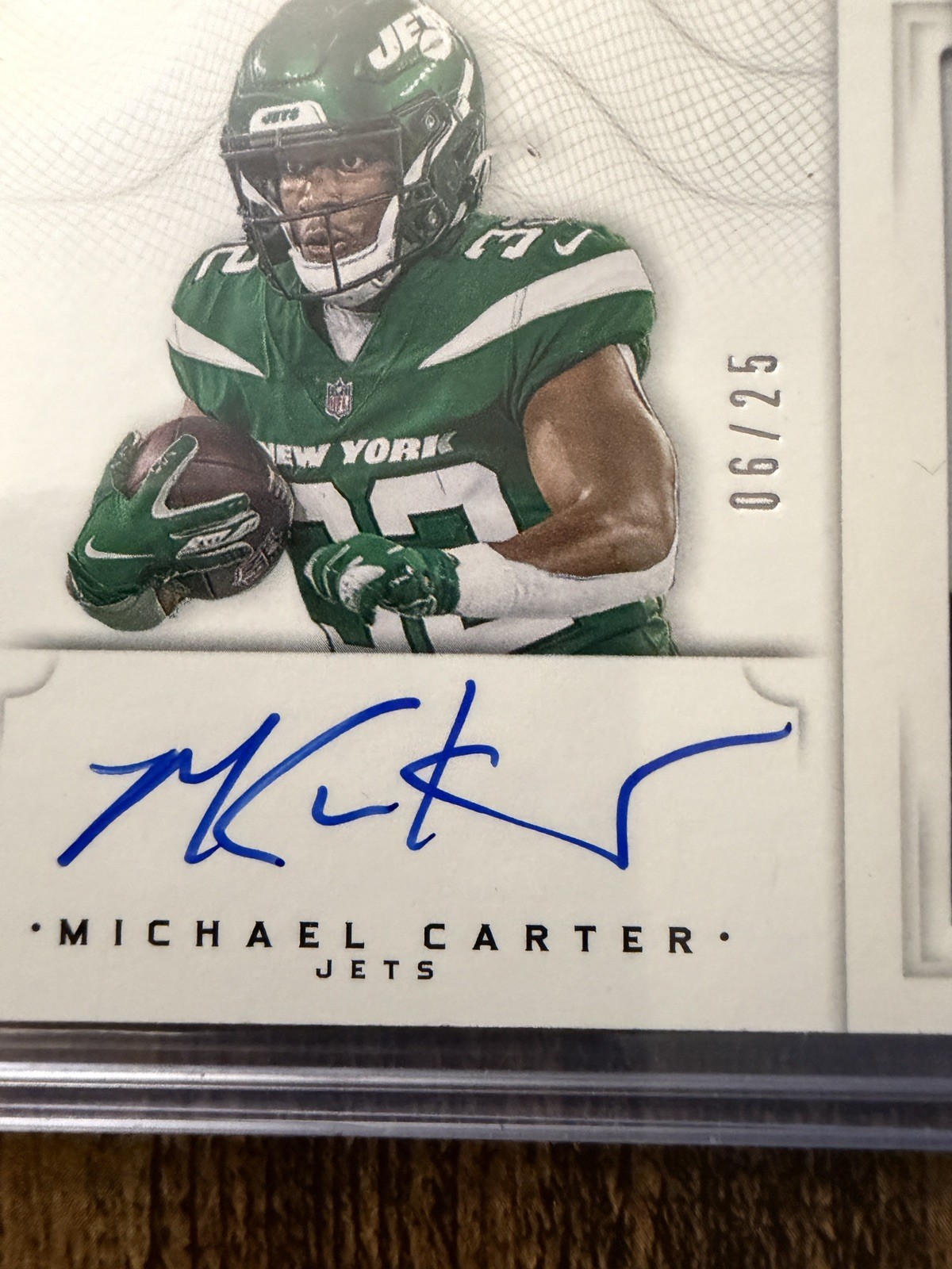 2021 Panini National Treasures Michael Carter RC Auto Patch /25 #CRS-MC Rookie view 3