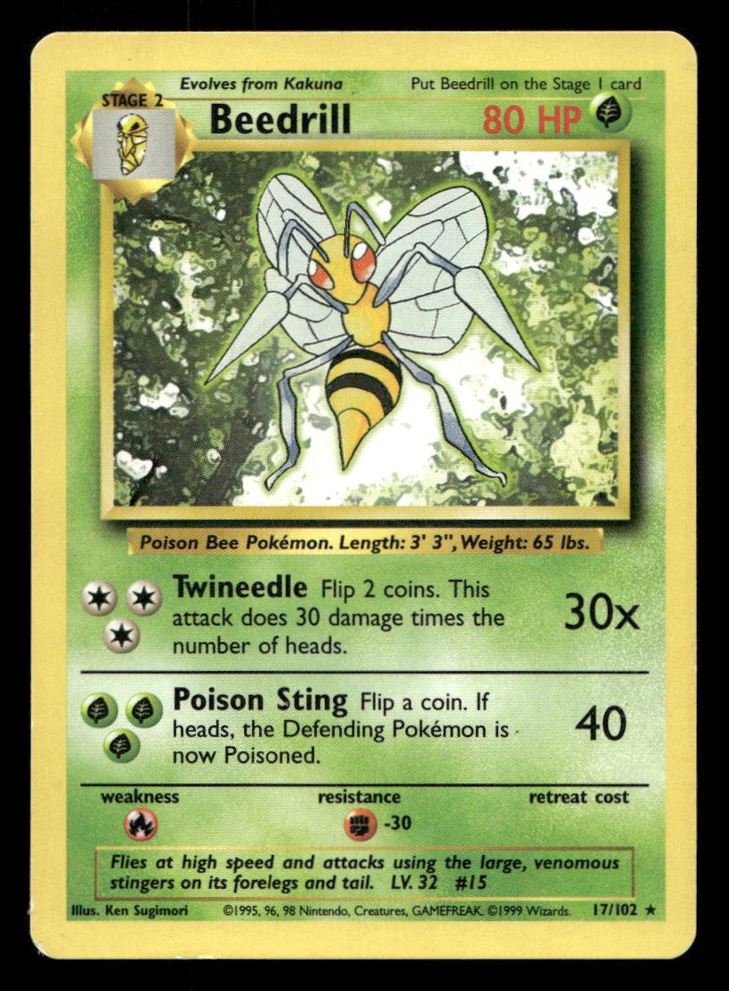 Beedrill 17/102 Base Set Unlimited HP/DMG  Pokemon
