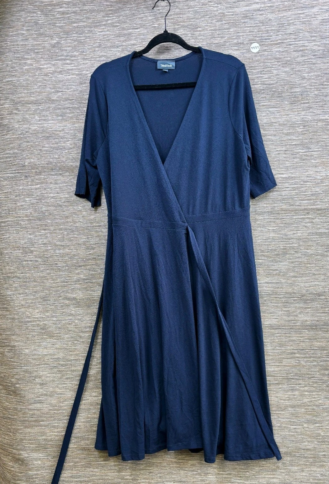 ModCloth Full Wrap Dress Womens Size XL Navy Blue Short Sleeve Made in USA