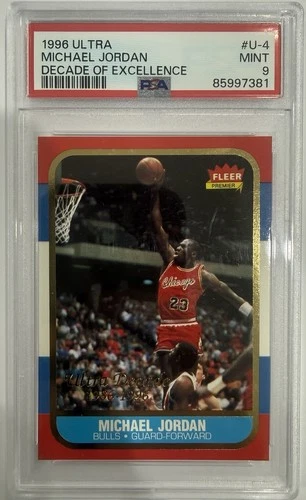 MICHAEL JORDAN 1996 FLEER ULTRA DECADE OF EXCELLENCE INSERT #4 GRADED PSA 9 MINT