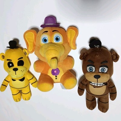 Five Nights At Freddys FNAF plush lot of 3 Fazbear, Orville, Golden Freddy
