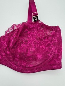 Victoria's Secret Unlined Strapless Bra Fuchsia Pink Lace Underwire Size 38D NWT