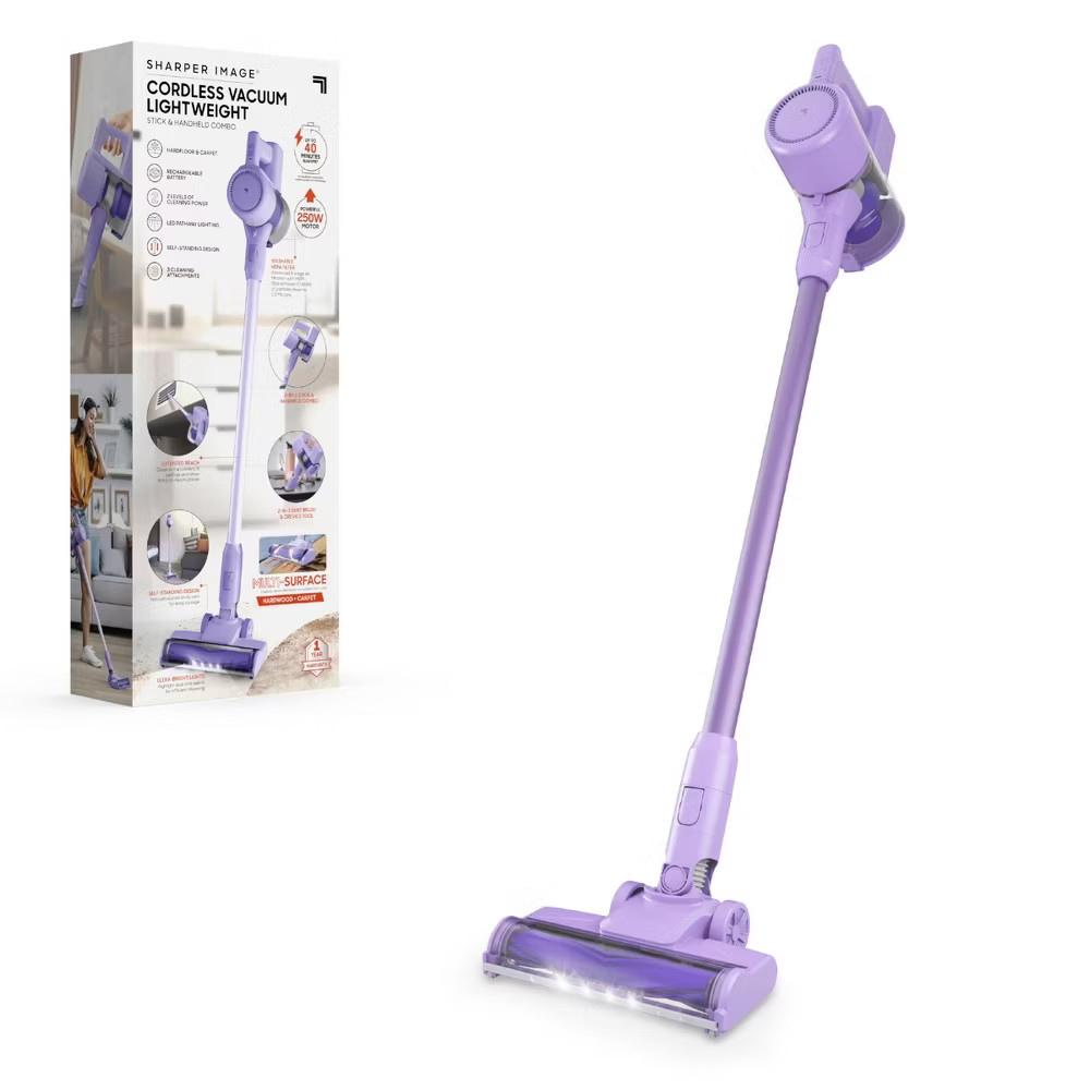 Sharper Image 2-in-1 Brushed Motor Cordless Stick and Handheld Vacuum Purple 16390₽