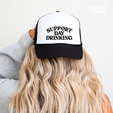 Support Day Drinking Trucker Hat Funny Lake Trucker Weekend Camping Vacation Hat