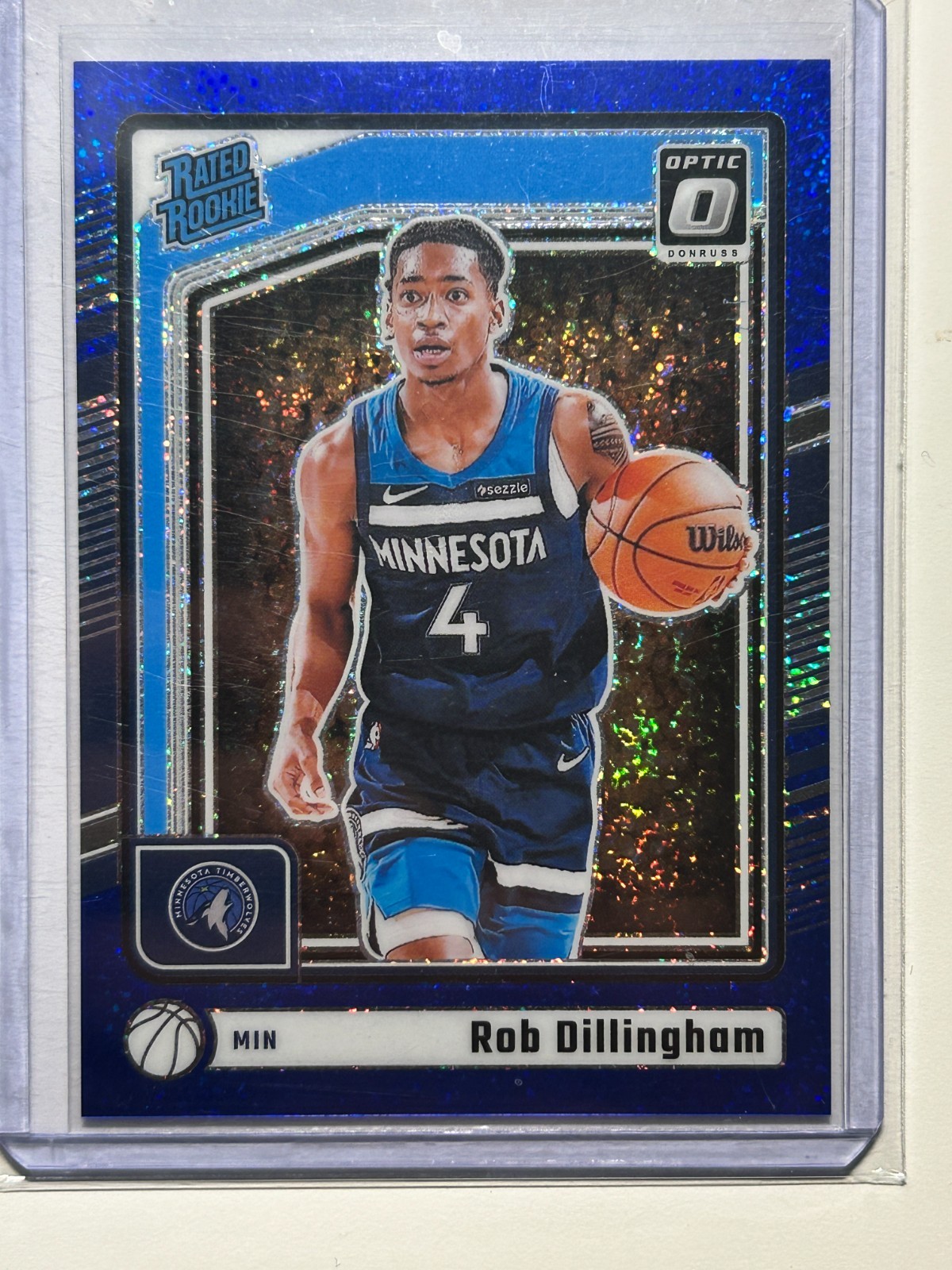 Rob Dillingham RC # 01/15 Optic Blue Glitter Prizm 2024-25 Donruss Rated Rookie