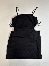 Women's AERIE Black Mini Dress Cut Outs Linen Blend Size S