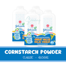 4X 500g Johnson's Baby Powder Classic Cornstarch 500g Pack Original twin pack