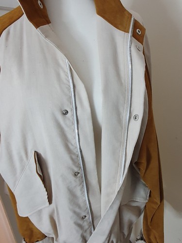 Jean Paul Gaultier Designer Womens Parka Jacket Size 48 Cream/brown Suede Linen - Picture 3 of 12