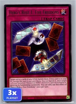 3x Hero's Rule 1: Five Freedoms MZMU-EN027 R 1st Edition NM