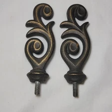 VTG CAST IRON FILIGREE RUSTIC BRONZE LAMP FINIAL CURTAIN DRAPERY 4"