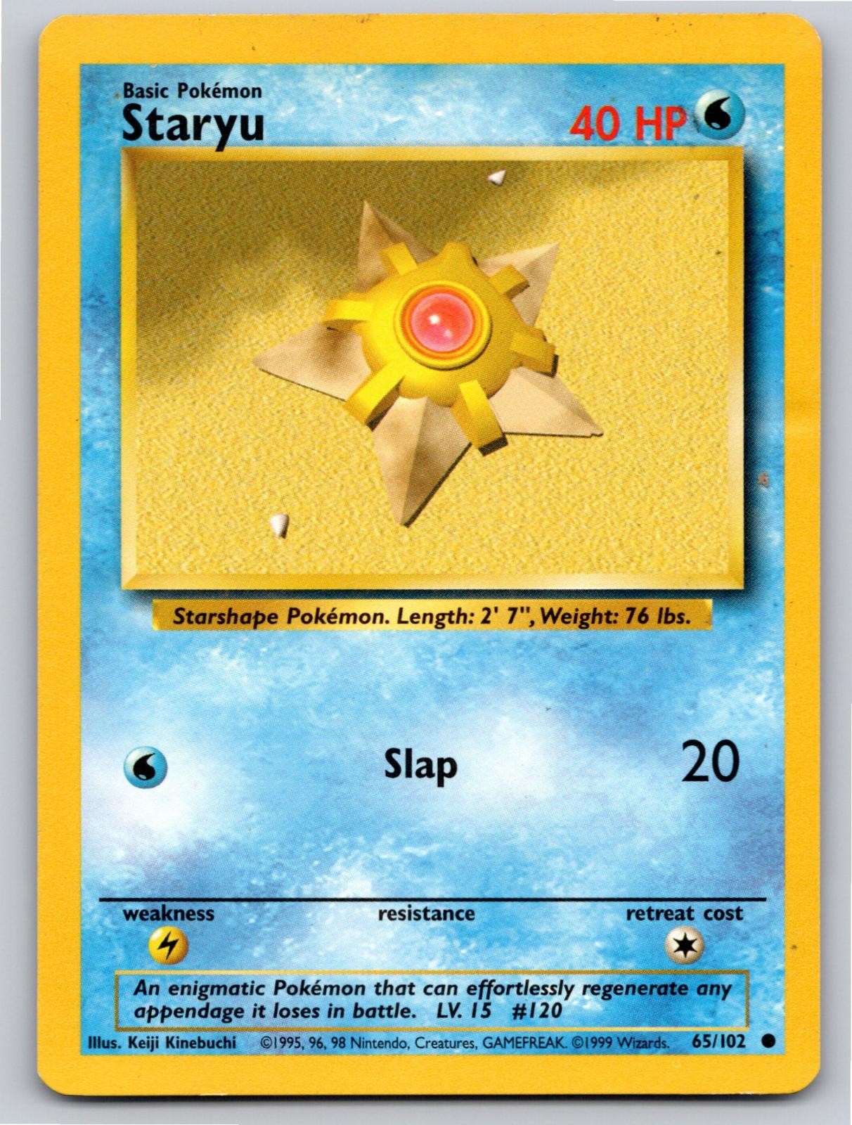 1999 POKEMON STARYU BASE SET UNLIMITED 65/102 C NM A88519 FREE S&H