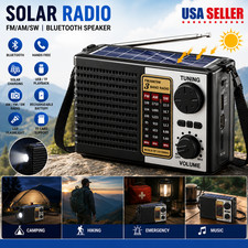 Solar Radio Portable FM/AM SW Digital Bluetooth Speaker MP3 Player Rechargeable