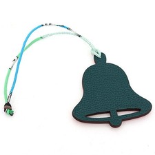 Hermes Petit H Bell Bag Charm Leather Pink Dark Green Christmas S Rank