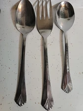 FARBERWARE STAINLESS BAYPORT ? SERVING SPOON AND FORK AND TABLESPOON