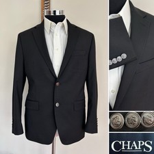 Chaps Ralph Lauren Silver Button Blazer Poly Blend Sport Coat Jacket Size 40S