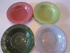 Lot Vintage Fiesta Deep Plates Rose Gray Chartreuse Forest VGC Rimmed Soup Bowls