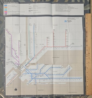 1974 MTA Metro North Subway LIRR EISENBAHN New York City NY VIGNELLI-INSPIRIERTE KARTE