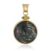 Cavill Seraphinit AnhäNger 25Ct Sterlingsilber Vergoldet Peridot GrüN Schmuck