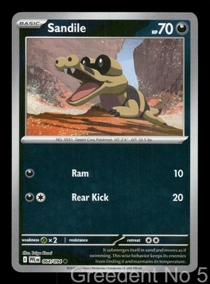 Sandile 064/094 Common Phantasmal Flames Pokemon Reverse Holo Lightly Played