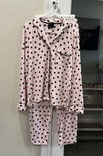 Kate Spade New York Pink  Black Polka Dot Pajama Set Medium