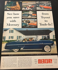 Blue 1953 Mercury Monterey Custom - Vintage Original Color Print Ad Wall Art