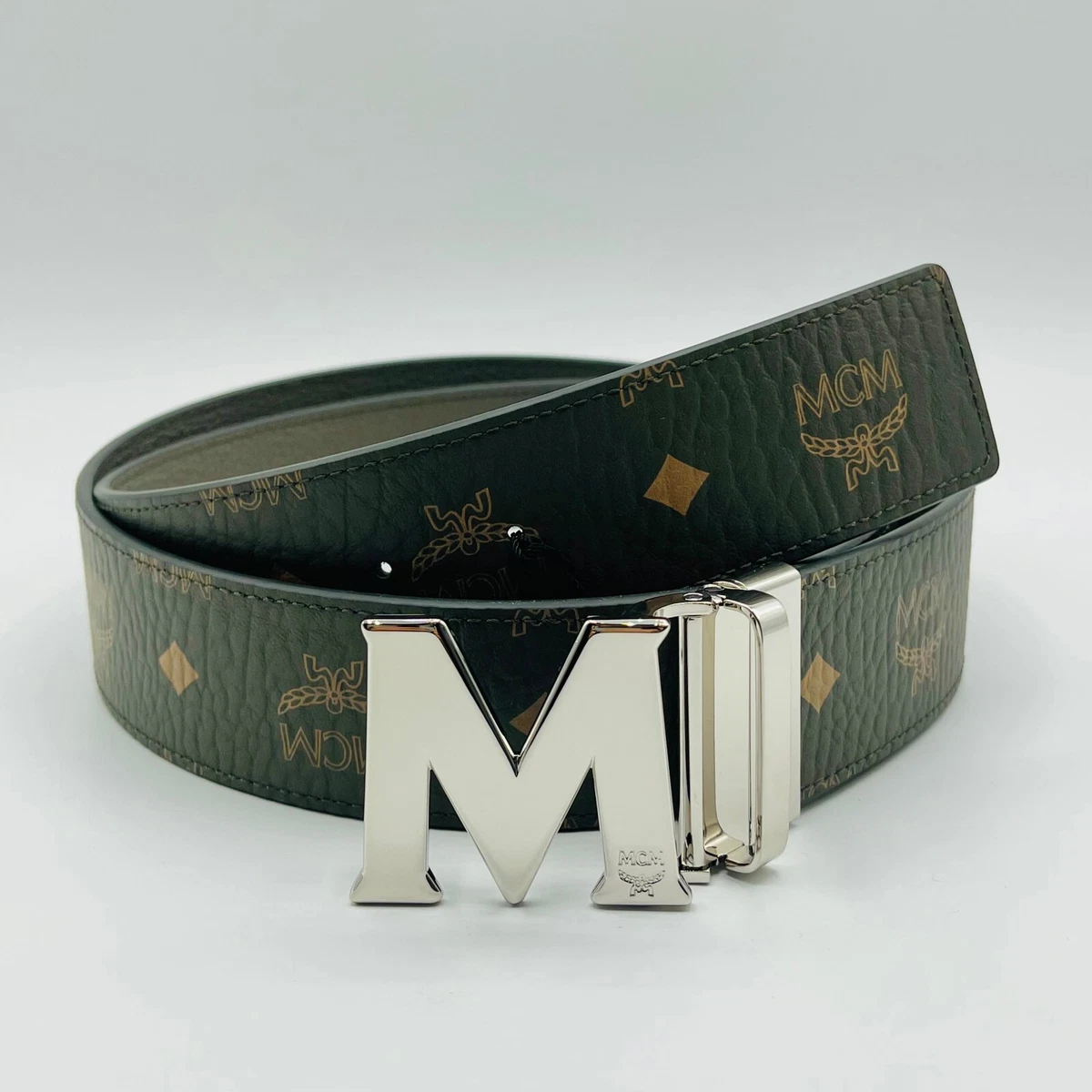 $350 MCM Sea Turtle Green Visetos Canvas M Buckle Reversible Belt  MXBCACJ08JH001 | eBay