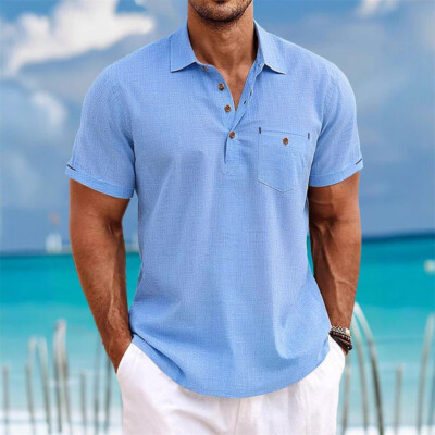 Men's Button Down Shirts Casual Short Sleeve Dress Shirts Summer Beach  Shirts | eBay