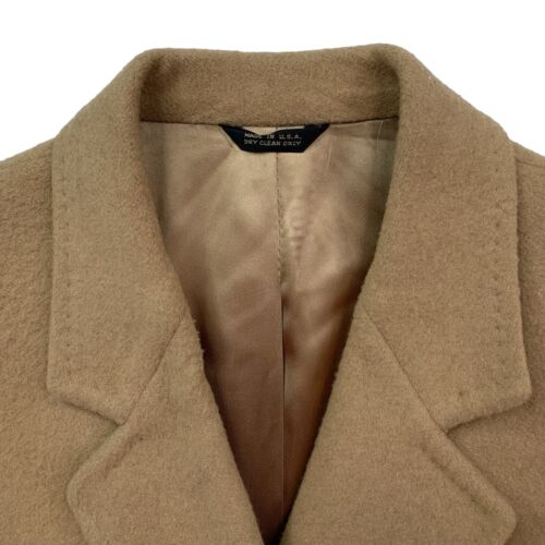 VTG 42 S Darien Sport Shop 100 % Camel Hair Light Brown Over Coat Made USA - Picture 2 of 14