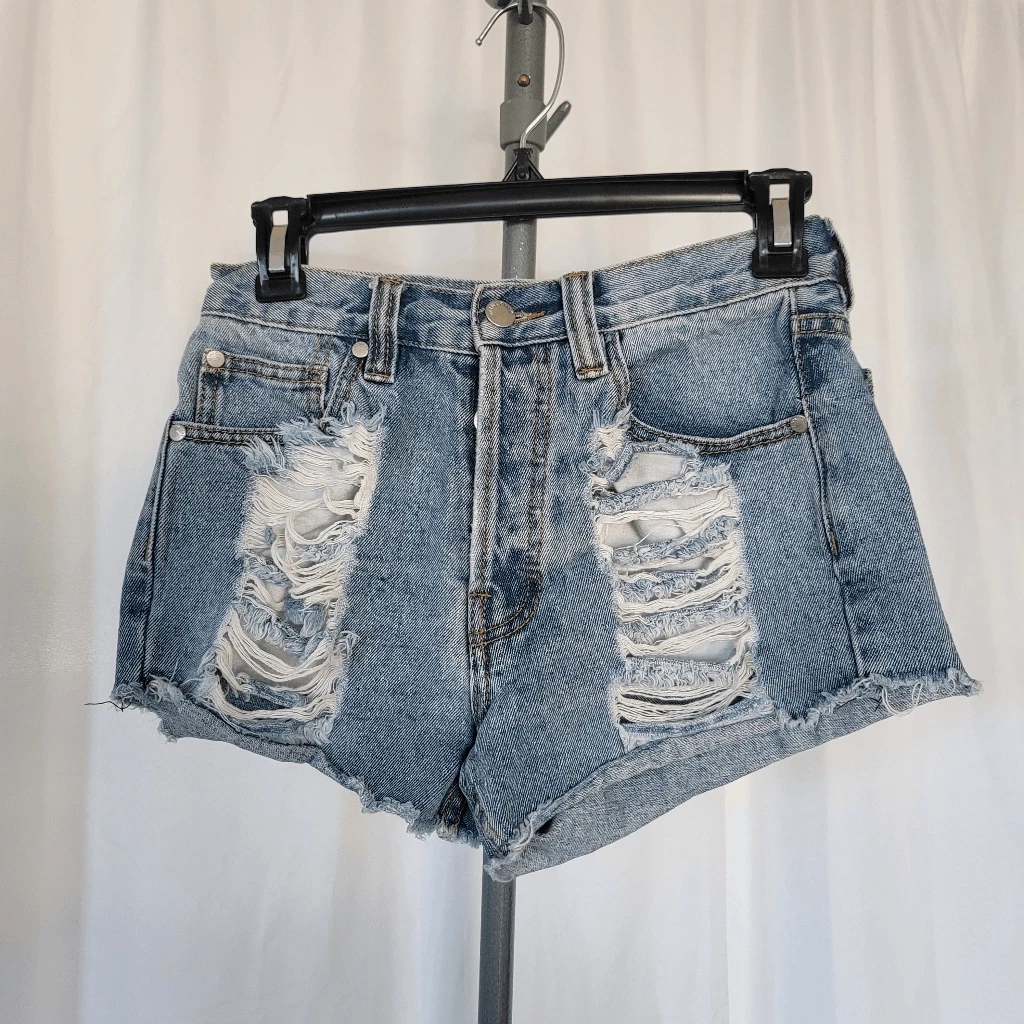 Minkpink blue distressed cut off denim shorts size S