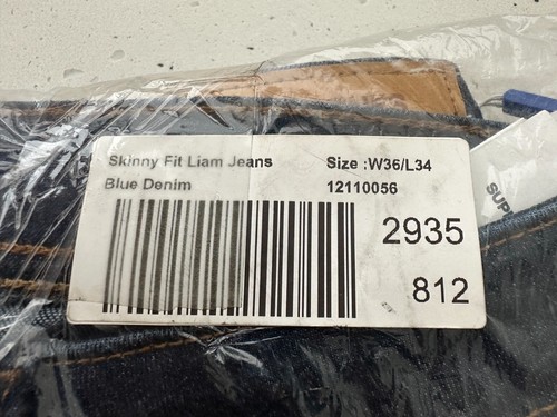 Pantalones de mezclilla Jack&Jones para hombre Liam originales ajustados súper elásticos 36"/34" L azules nuevos con etiquetas - Imagen 5 de 6