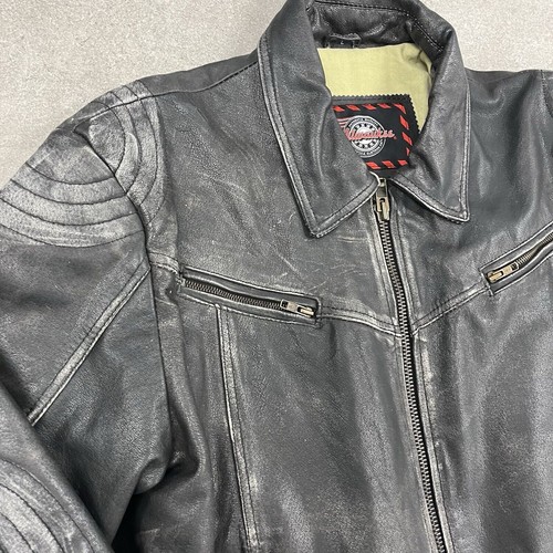 Milwaukee Leather Motorcycle Jacket Distressed Men’s Large AX5 - Picture 3 of 6