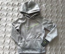 NIKE BOY'S LONG SLEEVE PULLOVER HOODIE THERMA DRI-FIT SMOKE GREY XS 4 NWT