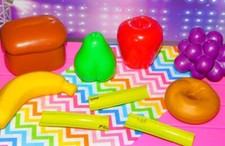 Learning Resources Lot of Realistic faux MTC Play Food Fisher Price fun food brd