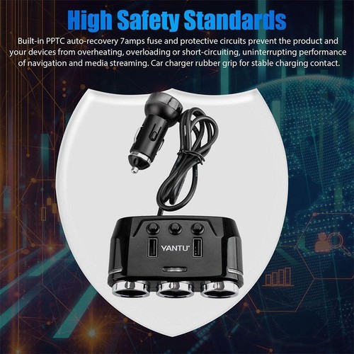 New 12V 3Way Car Cigarette Lighter Socket Splitter USB Charger Y3L4 2 Adap B3Y4 - Zdjęcie 13 z 21