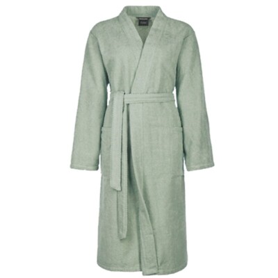 Cawö langer Bademantel Pure 5222 für Damen Kimono, Größe S, Farbe Eucalyptus 450