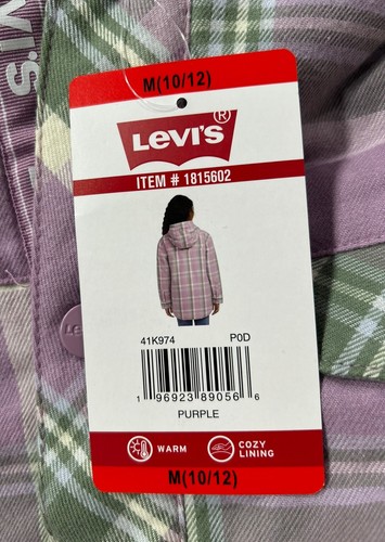 Levi's Youth Hooded Sherpa Lined Flannel Jacket, Purple, Size M (10/12) - Picture 4 of 4